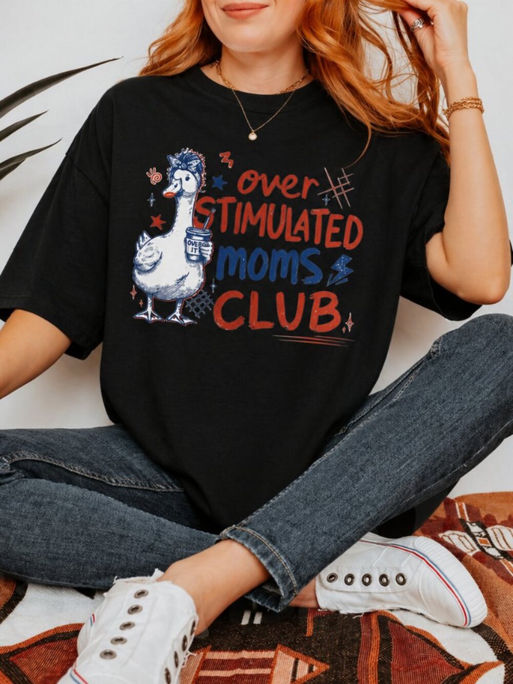 Overstimulated Moms Club T-shirt, Silly Mama Goose Tee